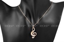 Roxi Charming Jewelry Gem Treble Clef Pendant Rose Gold Plated Hand Made Luxuriously Women Necklace
