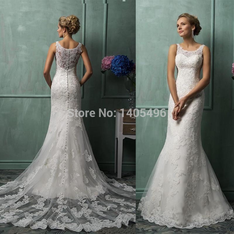 2014Amelia-Sposa-Wedding-Dress-With-Scoop-Sheer-Back-Button-Mermaid ...