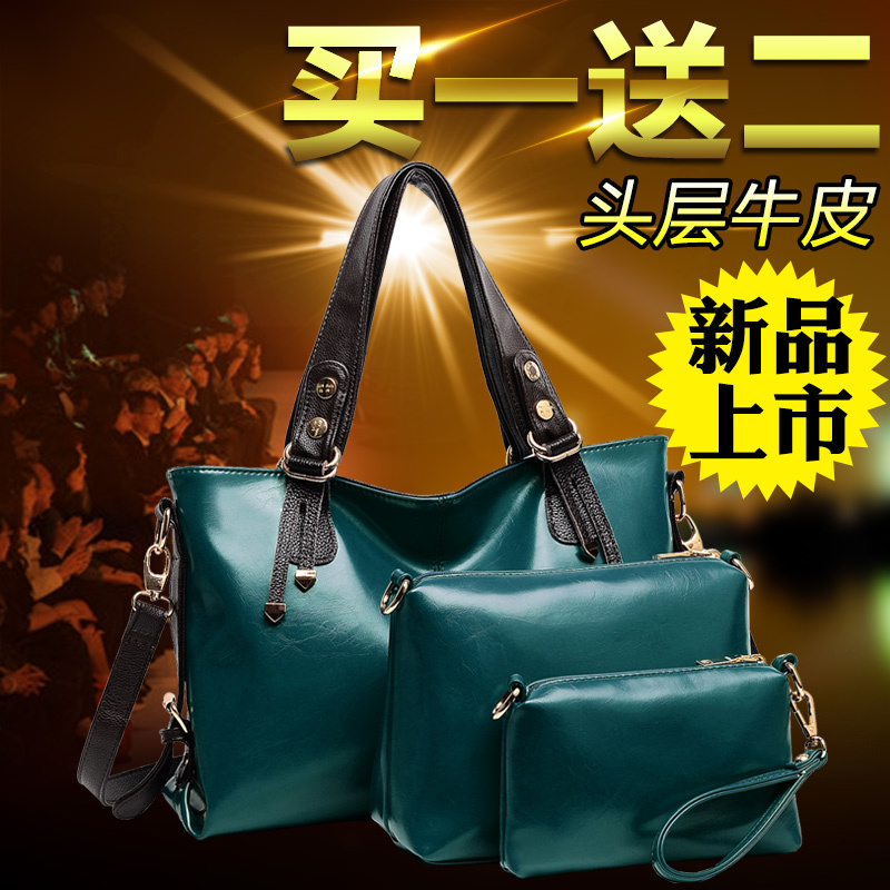 Three piece genuine leather New ladies messenger bags handbags women famous brands purses and vintage bag