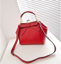 New punk Arrival portable women shoulder bag PU leather solid bow clip package messenger bag fashion vintage for women handbag