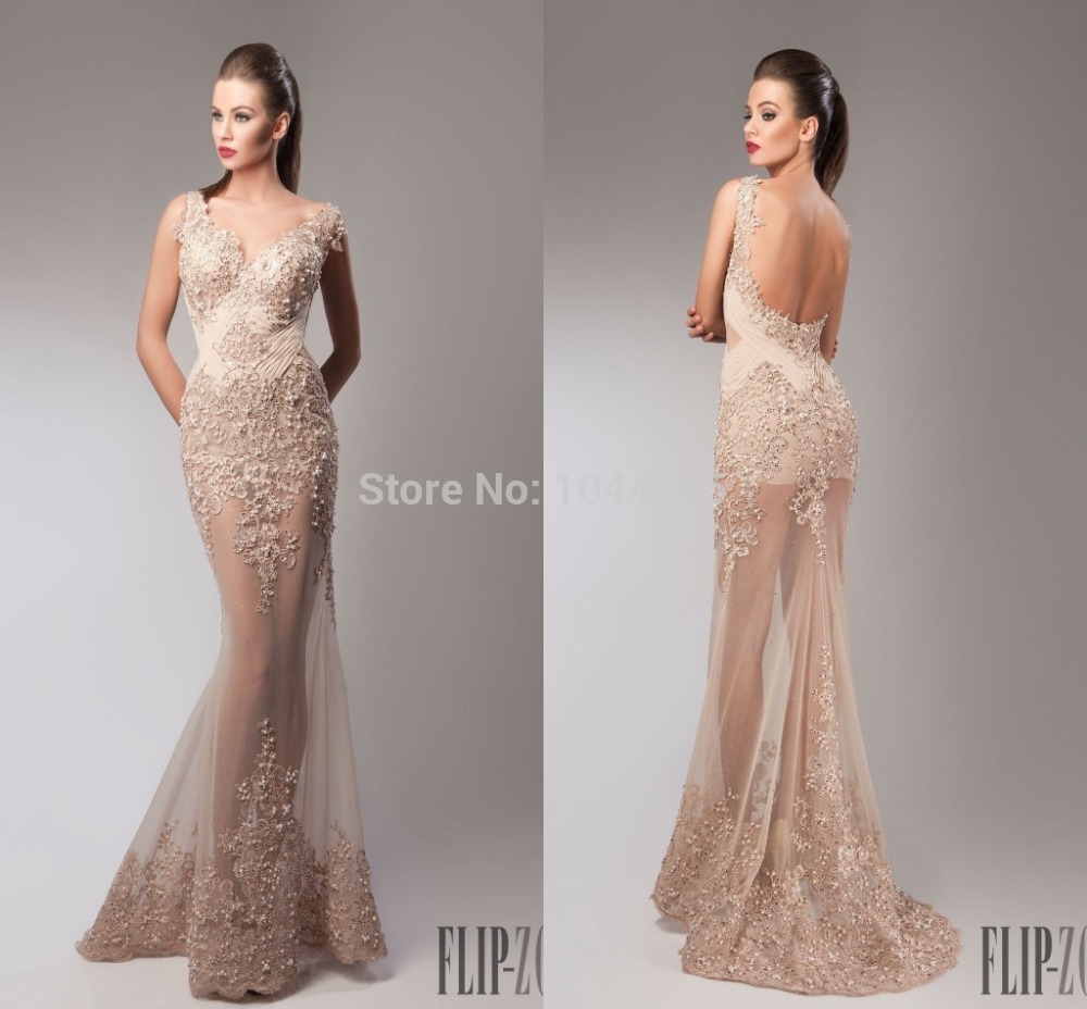 2015 Fall Winter Backless Evening Dress by Hanna Toumajean Appliqued ...