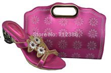 Newest style fashion fushia pink matching shoe and bag in 2014