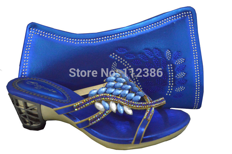 Free shipping 2013 new design lady shoe and matching bagTSh1182 royal blue