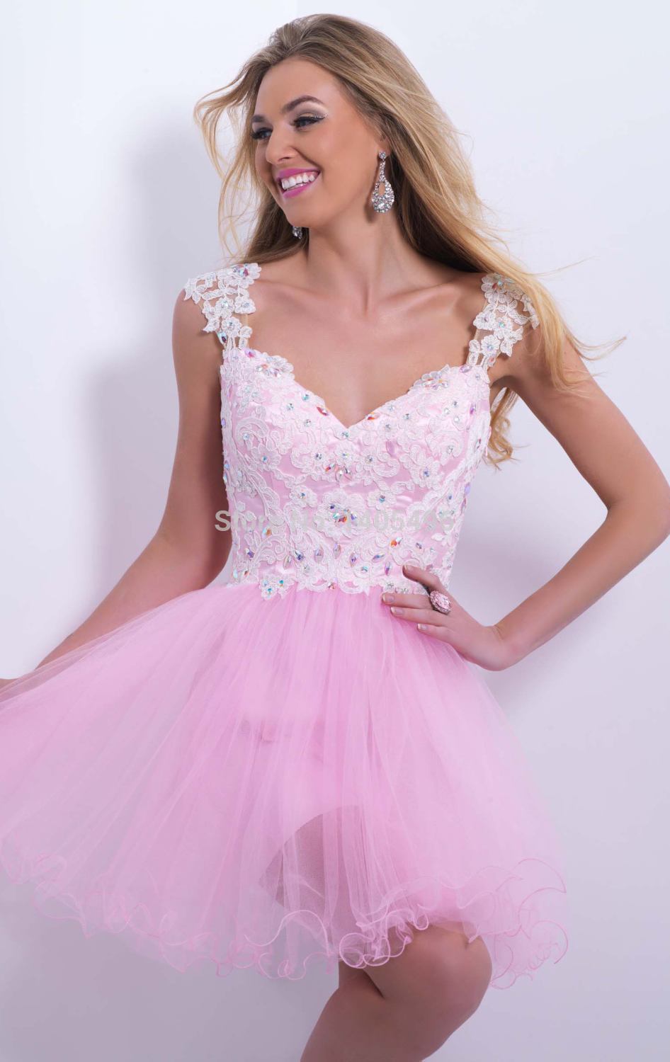 2014-Pink-Short-Homecoming-Dresses-Sheer-Strap-Vestidos-De-Fiesta ...