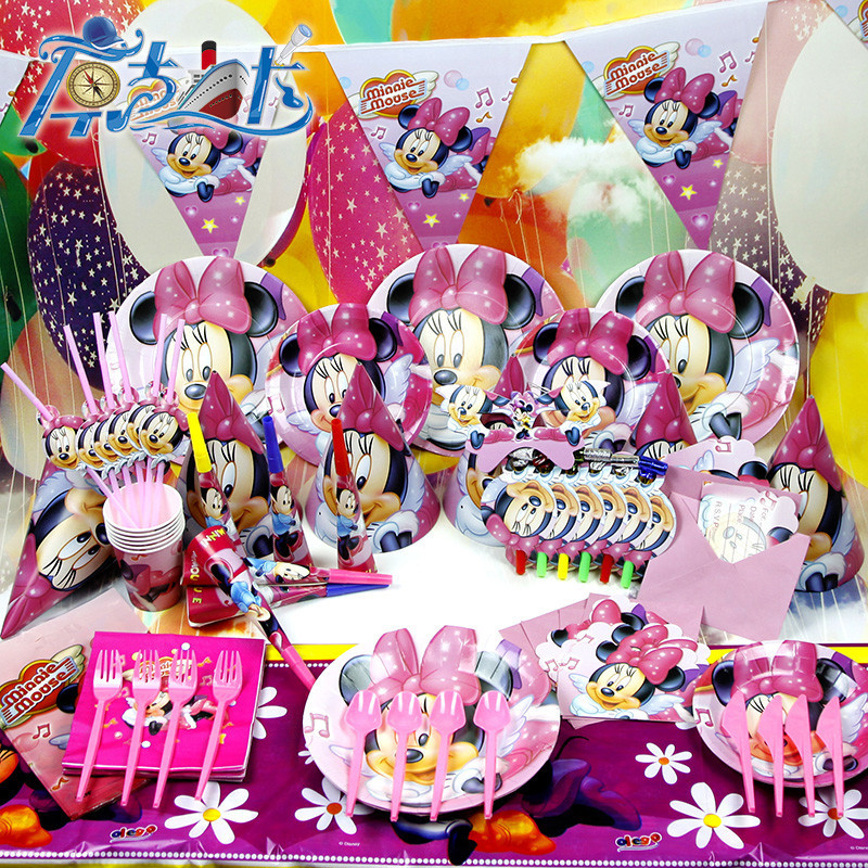 2014 New 90pcs Luxury Kids Birthday Party Decoration Set Minnie