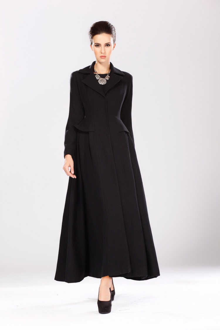 Womens Long Black Wool Coat