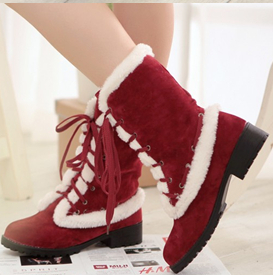 2014 new fashion winter boots women sweet girls shoes snow boots female lace up thick heel