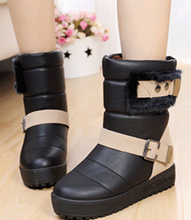 2014 new winter boots for woman color block decoration gaotong women’s cotton-padded shoes platform waterproof snow boots female