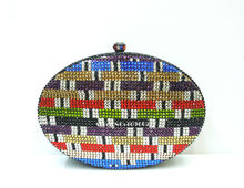 High end custom Colorful The OVAL crystal Evening bag handbag clutch High quality Metal cosmetic bag