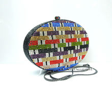 High end custom Colorful The OVAL crystal Evening bag handbag clutch High quality Metal cosmetic bag