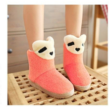 Free shipping 14 new flock plush women warm boots lovely cartoon animation decoration winter boots women female flat boots