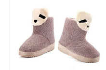 Free shipping 14 new flock plush women warm boots lovely cartoon animation decoration winter boots women