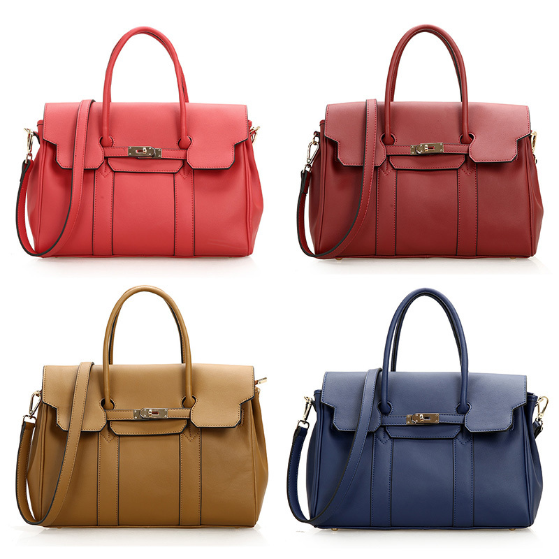 New Fashion Belt Buckle Genuine Leather Handbag Classic Women Messenger Bag Shoulder Bag Portable Satchel Bag
