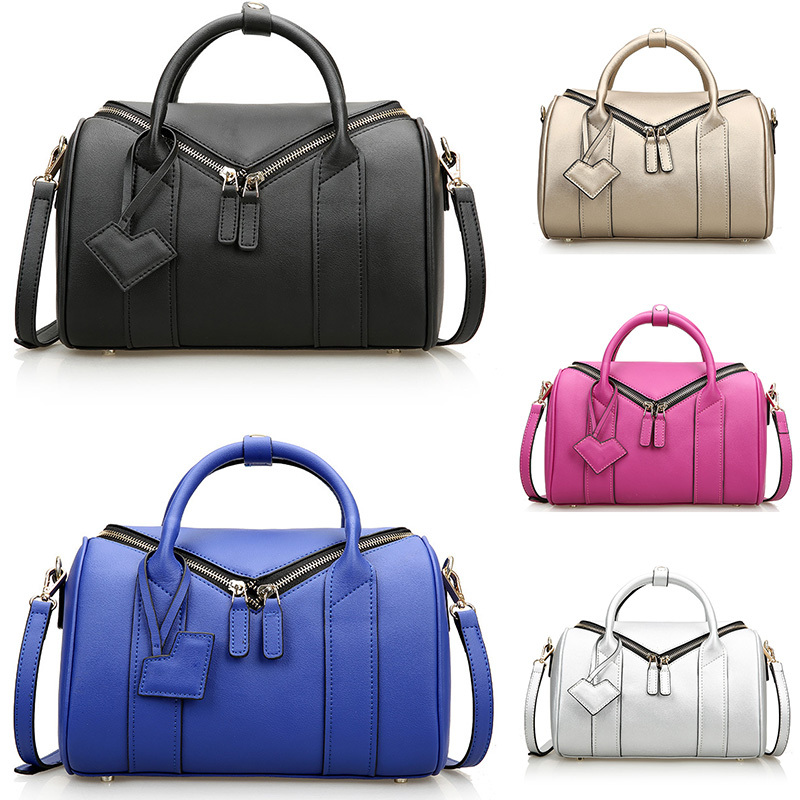 Genuine Leather Handbag Fashion 2014 New Pillows Double Zipper Women Leather Handbag Crossbody Female Bags B0498