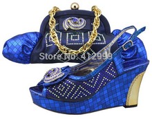 Royal blue WOMEN PUMPS HIGH HEELS bling CRYSTAL PLATFORM PUMPS,matching shoe and bag set  JB01