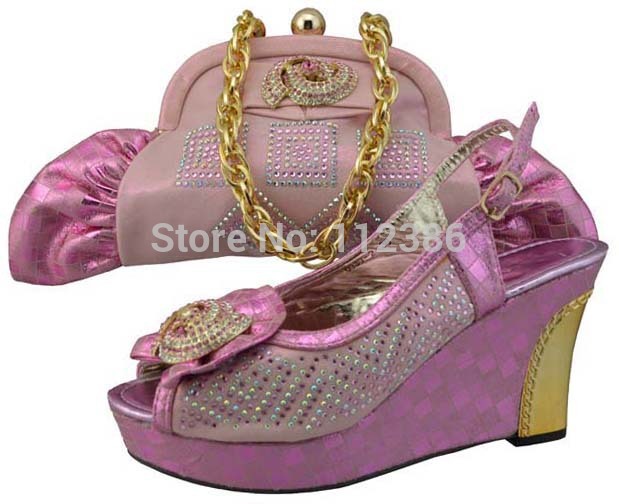 Free shipping hotfashionsHot sales African ladies Shoes and Matching Bag set JB01Purple