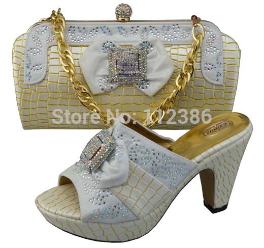 2014 newest wholesale African Wedding shoes and bag matching with free shipping JB02 beige