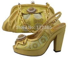 Free Shipping!Italian Shoes With Matching Bags High Quality For party Italy fashion lady evening Shoes mathing Bags JB03 yellow