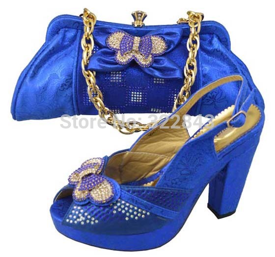 Free Shipping By DHL New arrival fashion nice matching shoe and bag set JB06 blue size