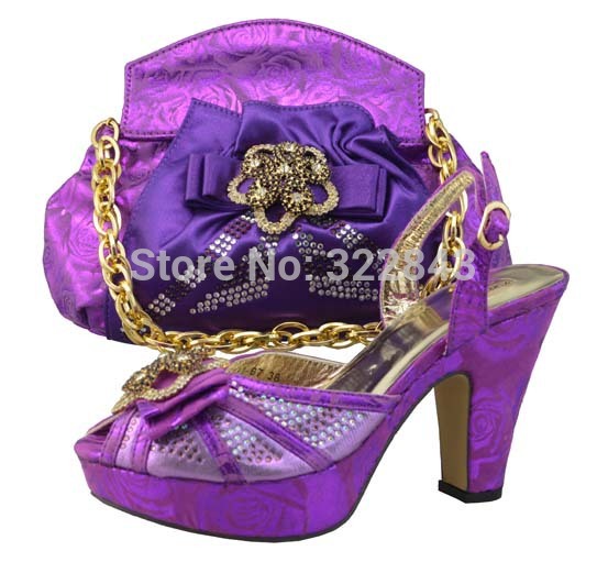 Italian Shoes With Matching Bag High Quality Italy Shoes And Bag For Evening Free Shipping purple