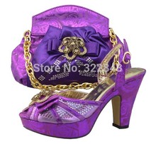Italian Shoes With Matching Bag High Quality Italy Shoes And Bag For Evening Free Shipping purple color shoes and bag set jb085