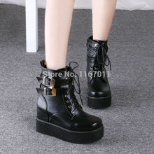 Good quality 2014 trend autumn winter fashion boots women Punk Wedge platform boots female ankle boots women elevator shoes