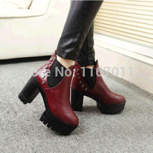 Free shipping 2014 autumn winter fashion women boots Punk rivets platform Martin boots female Knight boots