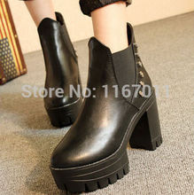Free shipping 2014 autumn winter fashion women boots Punk rivets platform Martin boots female Knight boots