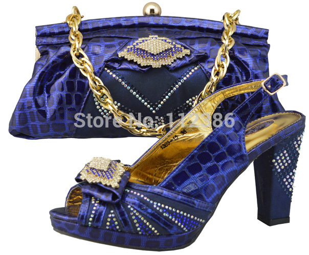 free shipping Fashion Italian Shoes and Matching bag with JB05 sapphire