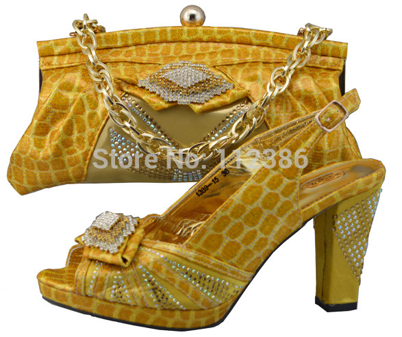 New Arrival Fashion Italian Shoes and Matching bag with free shippingJB05yellow