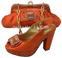 Hot sales African ladies Shoes and Matching Bag set with free shipping JB07orange