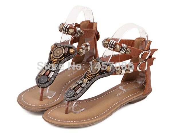 Sandals Women sandals Genuine leather Sandals Australia bohemia flat sandals tropical gem beaded brand slipper summer
