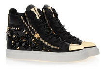 Wholesales GZ Genuine Leather High Top With Rivets With Zip Men And Women Unisex  Valentine Fashion Sneakers