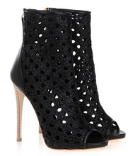 Wholesales GZ Genuine Leather With Mesh Style With Zip Peep Toe Women Shoes High Heels Lady Pumps