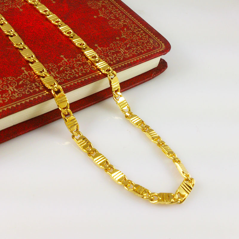 2014 New 24k Gold Tiles Necklaces 50 CM Chain Fashion Men s Jewlery Free Shipping Fine