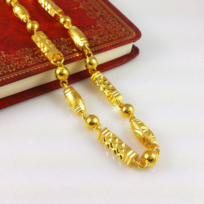 2014 New 24k Gold Necklaces 60 CM Solid Chain Fashion Men s Jewlery High Quality Free