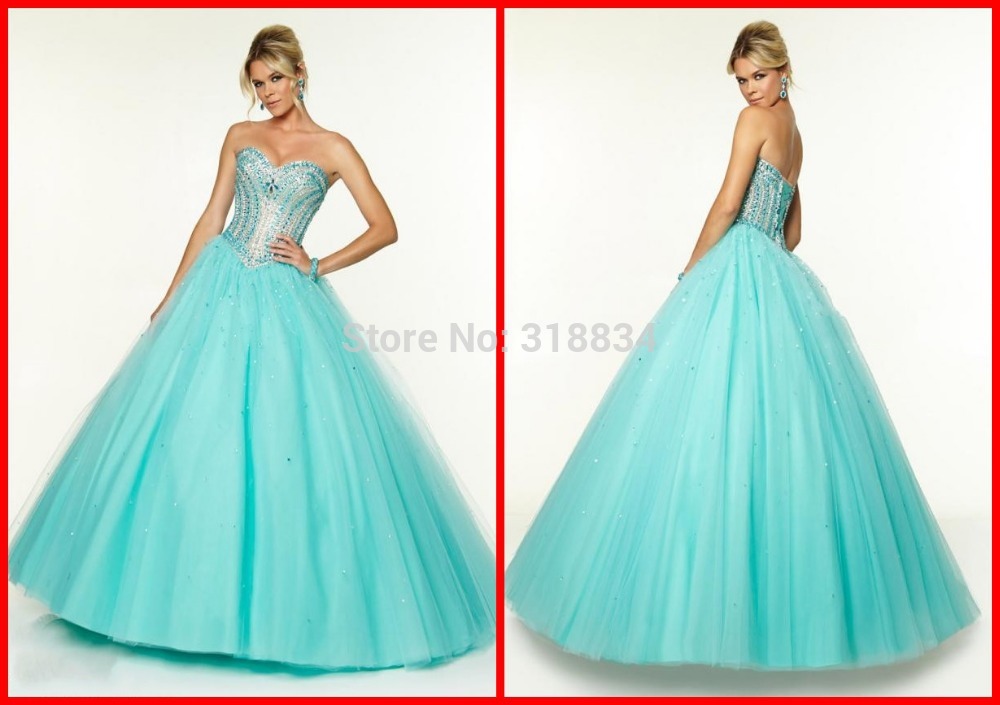 Sky Blue Tulle Ball Gown Quinceanera Dresses 2015 New Fashion f 97125 Sweetheart Lace Up Backless