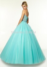 Sky Blue Tulle Ball Gown Quinceanera Dresses 2015 New Fashion f 97125 Sweetheart Lace Up Backless