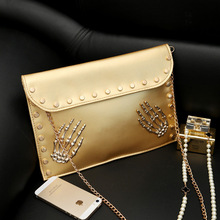 Free shipping 2014 new  bones pattern women messenger bags party clutch women  evening bags