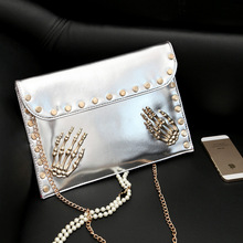 Free shipping 2014 new bones pattern women messenger bags party clutch women evening bags