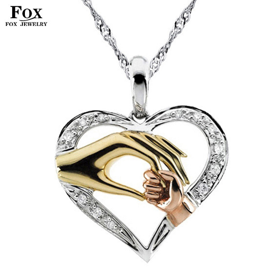 Two Hands Love Mom by Heart 100 Real 925 Sterling Silver Women Jewelry Necklaces Pendants Thanksgiving