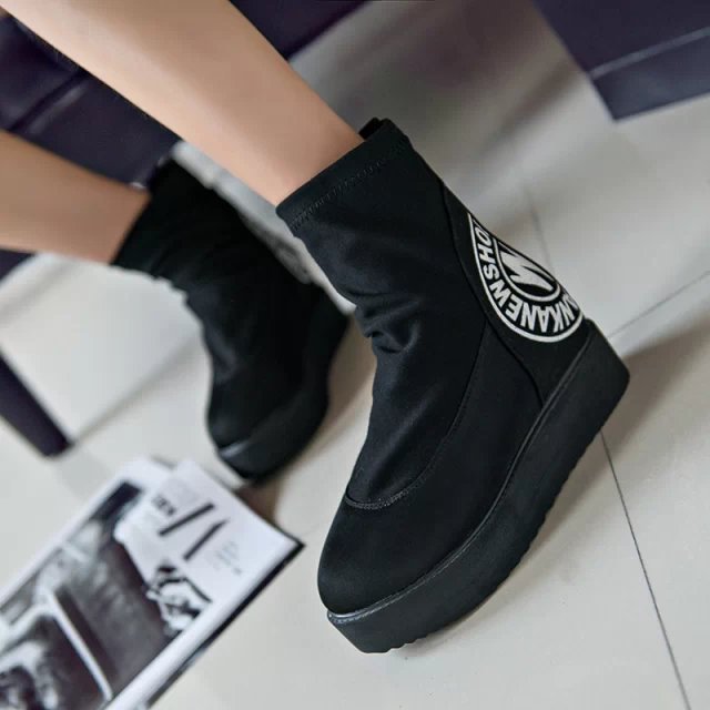 2014 in Europe and the United States increased waterproof high heeled platform shoes elastic wedge short