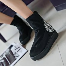 2014 in Europe and the United States increased waterproof high-heeled platform shoes elastic wedge short boots boots