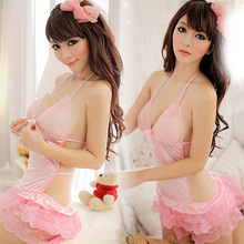 PAGAN 2015 Hot sale rose lace sexy lingerie halter tight temptation perspective pajamas P0014