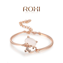 New Sell Wholesale ROXI Fashion Accessorie CZ Diamond Gold Plated with SWA Element Cat Opal Bracelet