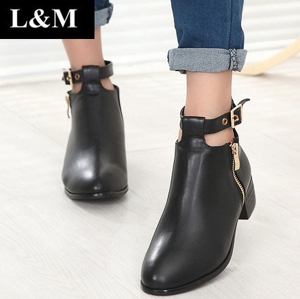 2015 New Ankle boots heels Autumn Shoes woman ZA Platform Brand Fashion Winter Designer Black High