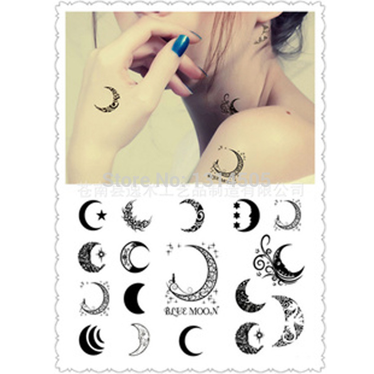 Wholesale Tattoo Stars of Libra Vines and Crescent Moon Tattoo 