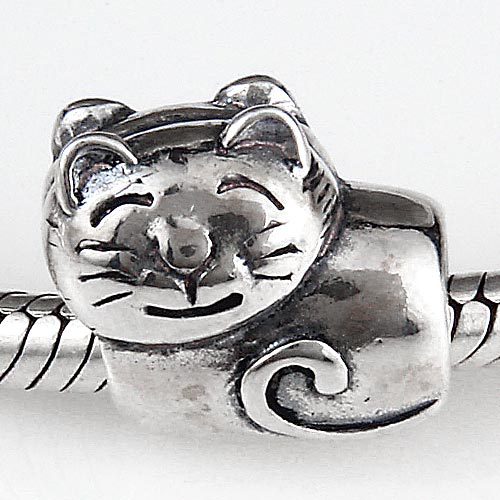 Lovely 925 Sterling Silver Cat beads for women charms Jewelry fit pandora DIY bracelets Necklaces Christmas