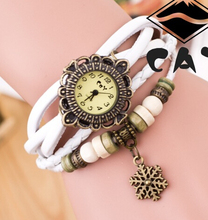 New Hot Sale Original High Quality Women Genuine Leather Vintage Watches Bracelet Wristwatches Snowflake Pendant