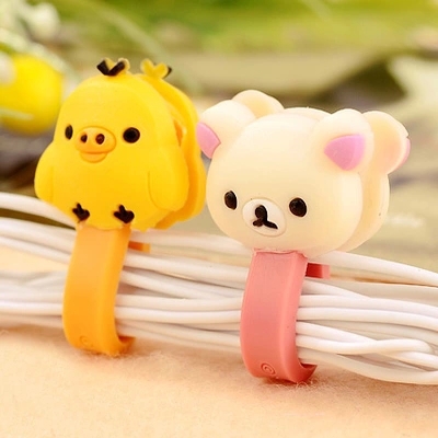 Electronic 2014 New 6pcs Cartoon Animals Hello Kitty Smart Wire Cord Cable Drop Clips Ties Organizer